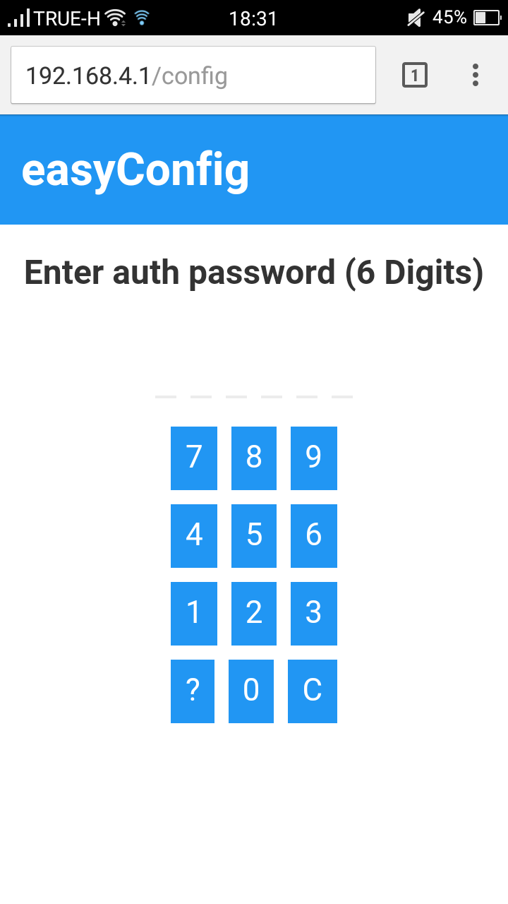 easyConfig login page